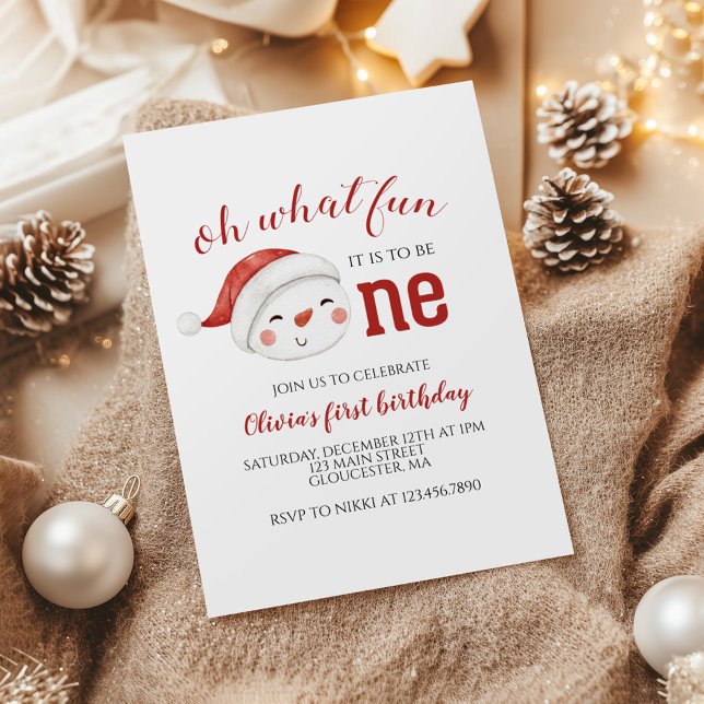 Christmas Snowman First Birthday Invitation (Creator Uploaded)