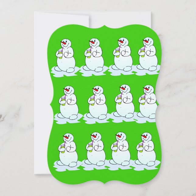 Christmas Snowman Flat Greeting Card (Front)