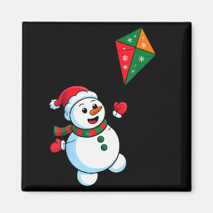Christmas Snowman Flying Kite Funny Xmas Santa Hat Magnet