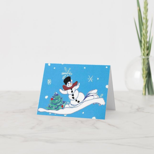 Christmas Snowman Folded Greeting Card (Front)