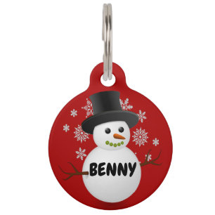 Christmas Snowman for Dog Pet Tag