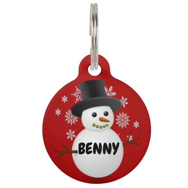 Christmas Snowman for Dog Pet Tag (Front)