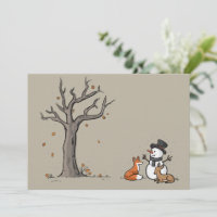 Christmas Snowman Fox And Deer Woodland Animal