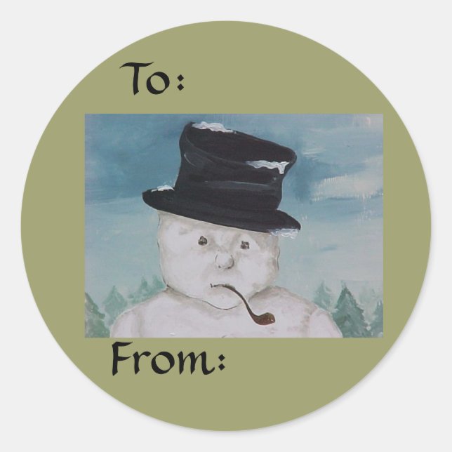Christmas Snowman Gift Sticker (Front)