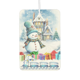 CHRISTMAS SNOWMAN GIFTS AND TOY TRAIN CAR AIR FRESHENER