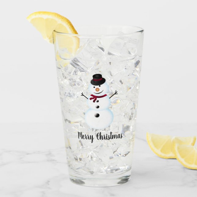 Christmas Snowman Glass Cup (Front Ice)