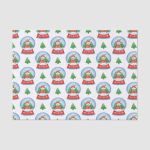 Christmas Snowman Globe and Christmas Trees Tissue Paper