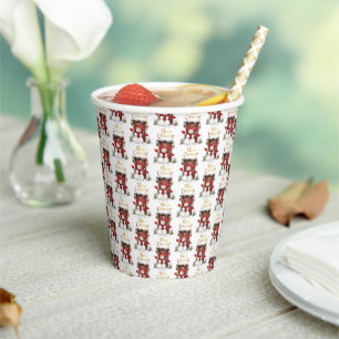 Christmas Snowman Gold Merry Christmas Text Paper Cups
