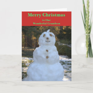 Christmas Snowman Grandson Card