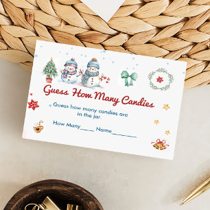 Christmas Snowman Guess How Many Candies  Enclosure Card