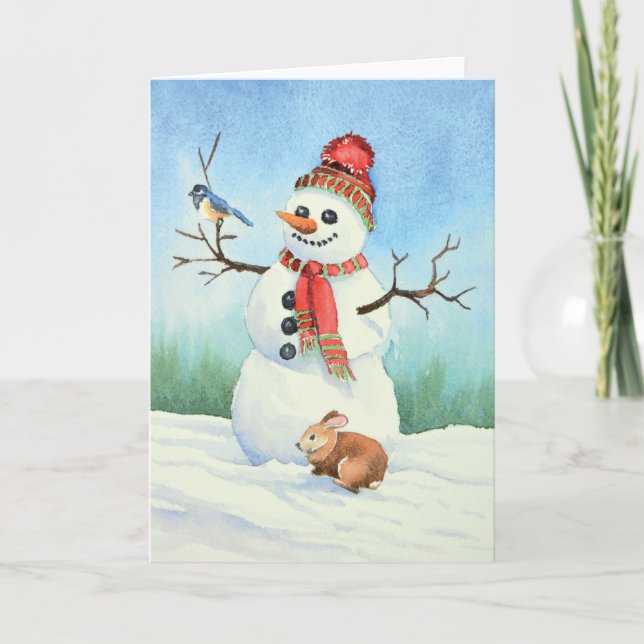 Christmas snowman holiday card (Front)
