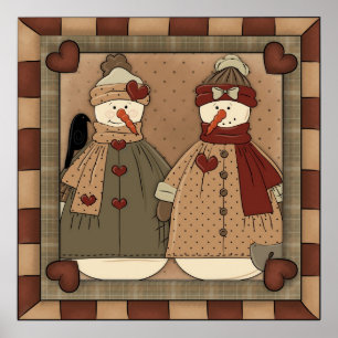 Christmas Snowman Holiday cartoon poster
