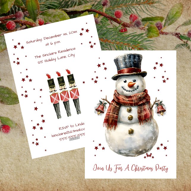 Christmas Snowman Holiday Party Invitation (Christmas Snowman Holiday Party Invitation)
