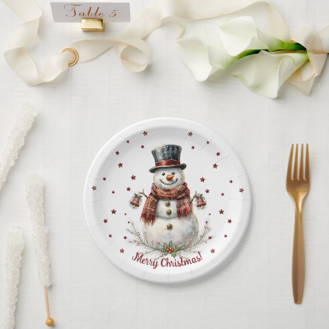 Christmas Snowman Holiday Party Paper Plate (Wedding)