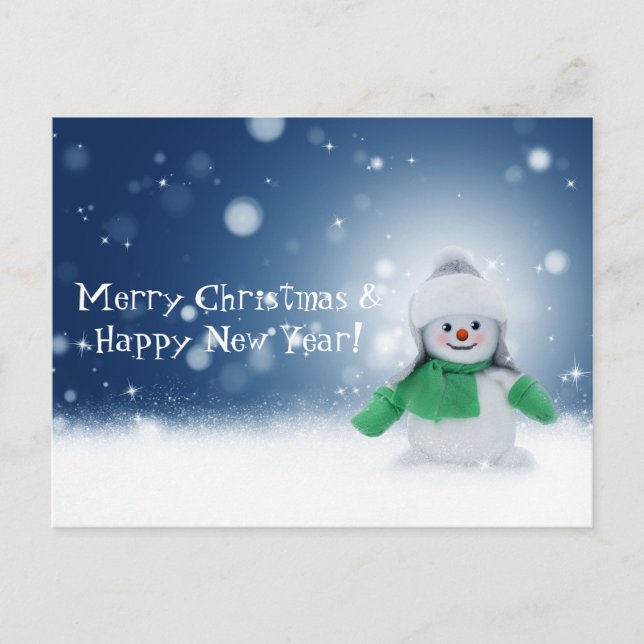 Christmas Snowman Holiday Postcard (Front)