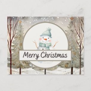 Christmas Snowman Holiday Postcard