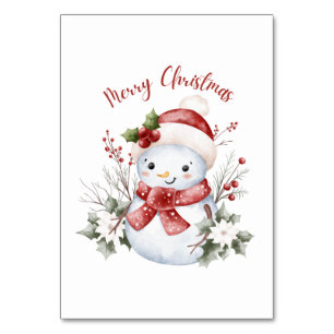 Christmas Snowman Holiday Table Card