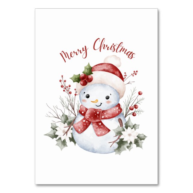 Christmas Snowman Holiday Table Card (Front)