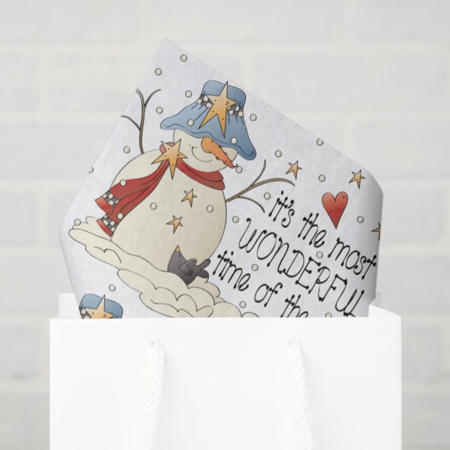 Christmas Snowman Holiday tissue paper (Gift Bag)