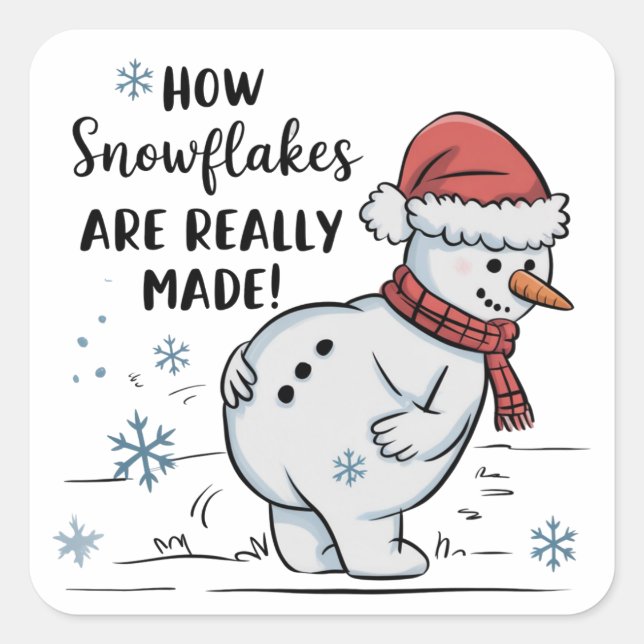 Christmas Snowman How Snowflakes Are Really Made  Square Sticker (Front)