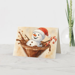 Christmas Snowman In a Chocolate Martini Card