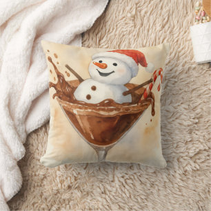 Christmas Snowman In a Chocolate Martini Cushion