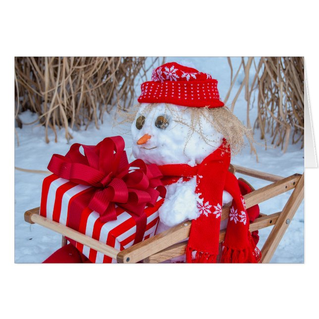 Christmas snowman in sled (Front Horizontal)