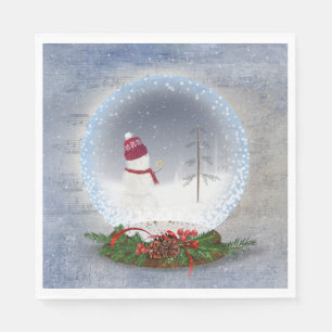 Christmas Snowman in Snow Globe  Napkin