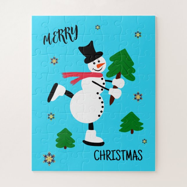 Christmas snowman jigsaw puzzle (Vertical)
