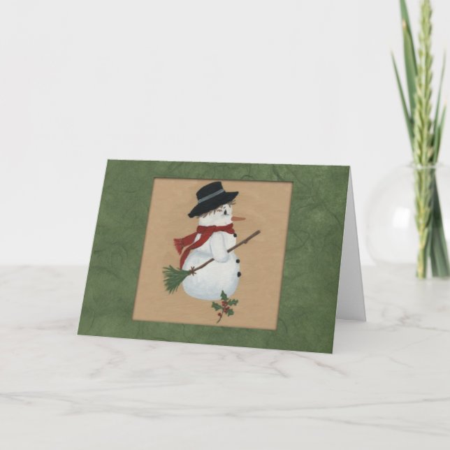 Christmas Snowman Large Print Christmas Card (Front)