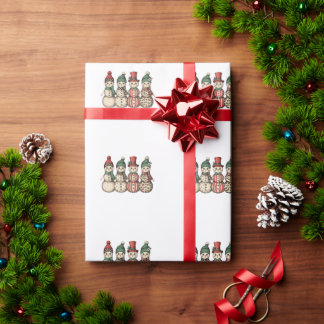 Christmas Snowman Leopard Plaid Chequered Vintage Wrapping Paper