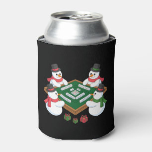 Christmas Snowman Mahjong Game Table Xmas Holiday Can Cooler