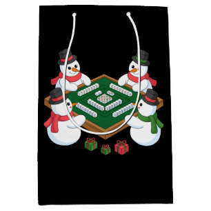 Christmas Snowman Mahjong Game Table Xmas Holiday Medium Gift Bag