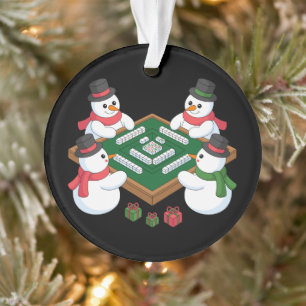 Christmas Snowman Mahjong Game Table Xmas Holiday Ornament
