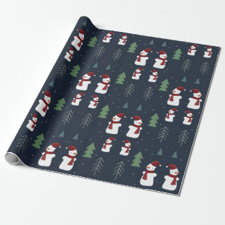 Christmas Snowman Matte Wrapping Paper