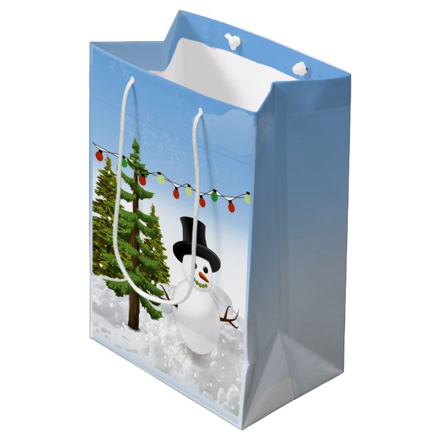 Christmas Snowman  Medium Gift Bag (Front Angled)