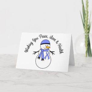 Christmas Snowman Oesophageal Cancer Ribbon Holiday Card