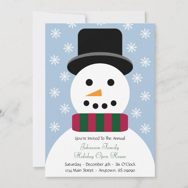 Christmas Snowman Open House Invitation (Front)
