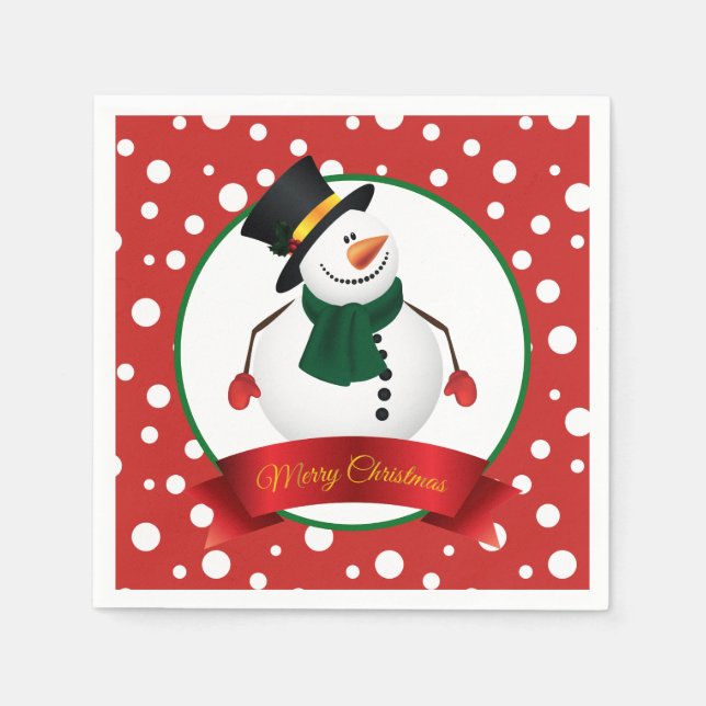 Christmas Snowman Paper Napkins (Front)
