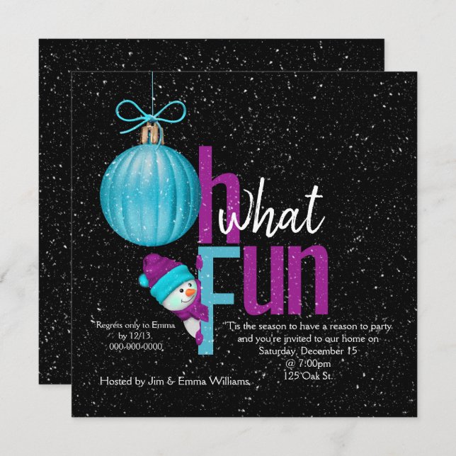 Christmas Snowman Party Invitation (Front/Back)