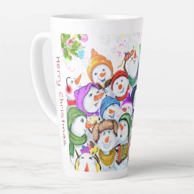 Christmas Snowman Party Latte Mug (Left Angle)