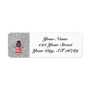 Christmas Snowman Patriotic USA flag Glitter