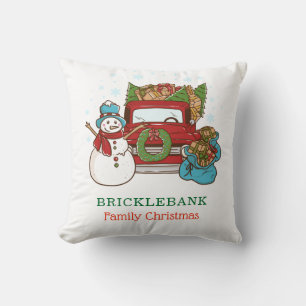 Christmas Snowman Personalised Family Cushion