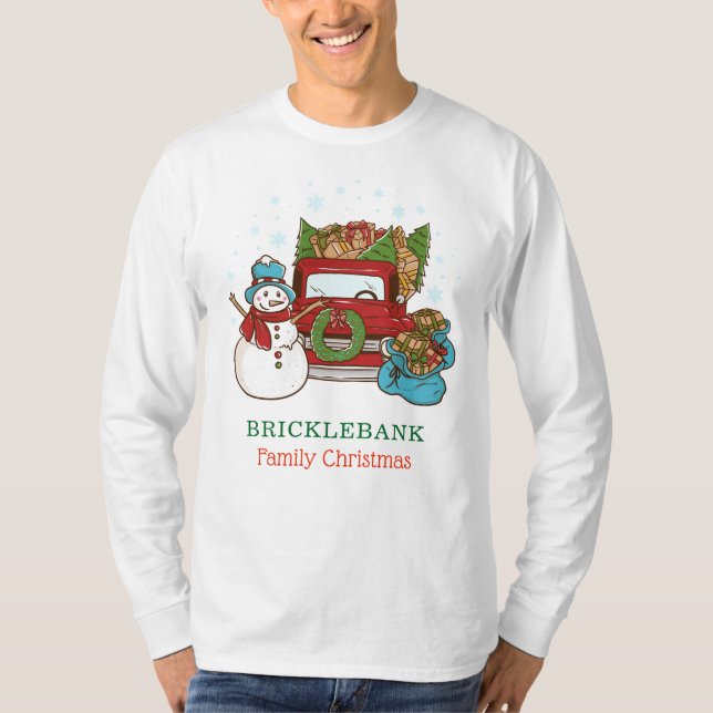 Christmas Snowman Personalised Family Matching T-Shirt (Front)