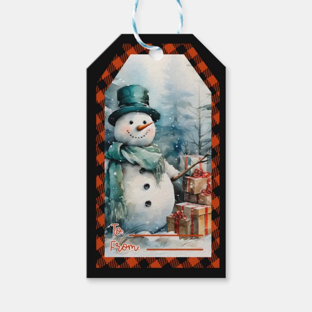 Christmas Snowman Personalised Gift Tags (Front)