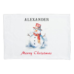 Christmas Snowman Personalised Kids Pillowcase