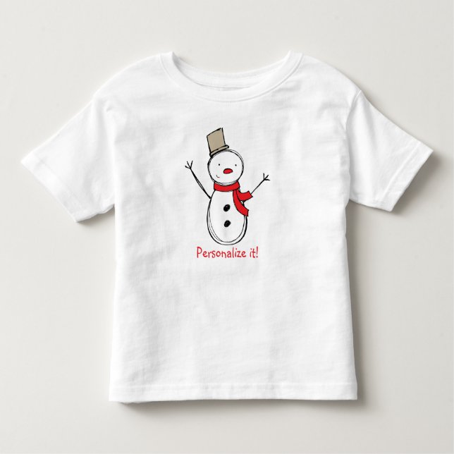 Christmas Snowman Personalised Kids Tee (Front)