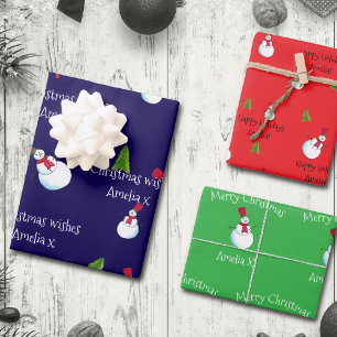 Christmas Snowman Personalised Wrapping Paper Sheet