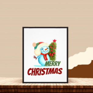 Christmas snowman photo print