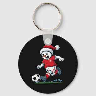Christmas Snowman Playing Soccer Funny Player Todd Key Ring